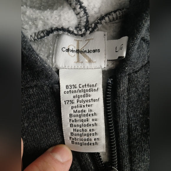 Calvin Klein Charcoal Hoodie with Logo Size L/G - Picture 3 of 9